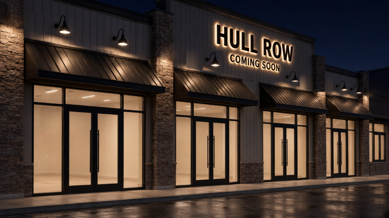 Hull Row — Athens, Georgia. The Bays, walk-in retail storefronts. 37 storefront bays across 5 buildings, 1,500 SF up to 12,000 SF. Reserve a bay at contact@hullrow.com